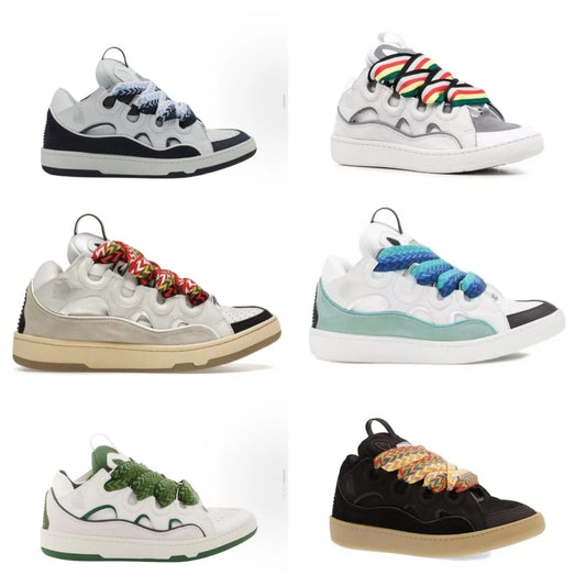 Nuove sneakers da donna LANVIN SPORT con lacci, platform e suola spessa, punta tonda, colori misti, lussuose, comode e dal design essenziale, per sport all’aperto