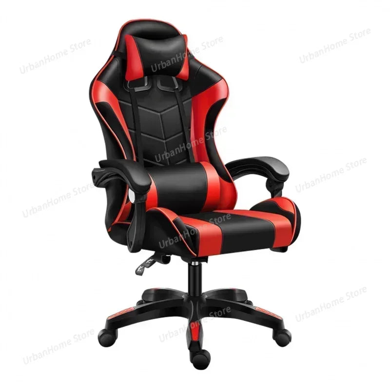 Ergonomic Gaming Chair with Reclining Backrest, Leather Computer Chair, Comfortable Swivel Office Gaming Chair with Adjustable Height & Armrests