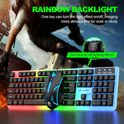 Conjunto gaming NG GTX350 com teclado e rato para computador portátil, retroiluminação LED, teclado USB com fio GTX350, preto