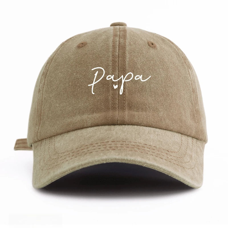 1 szt. Czapka baseballowa PAPA z nadrukiem w stylu „washed”, klasyczna, codzienna, retro, regulowana, lekka, chroniąca przed słońcem, uniwersalna czapka dla kierowców do codziennego noszenia