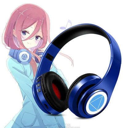 Demon Slayer Kamado Tanjirou Anime Bluetooth Headphones – Wireless Gaming Headset with Mic, TF Card Support, Deep Bass Anime Earphones V5.0