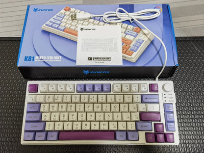 K81 Gaming Keyboard 81-Key 80% Wired RGB Gaming Keyboard with Volume Knob, Ergonomic USB Gaming Keyboard for PC, Laptop, Mac & Multi-Language Layouts