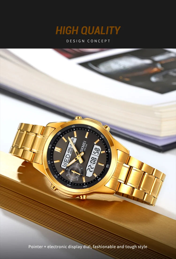 SKMEI 2284 Business Men's Electronic Multifunctional Dual Display Sports Waterproof Luminous Luxury Watch Digital Watch Reloj