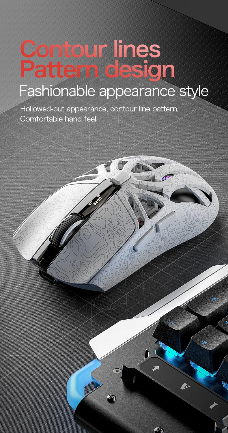 SMAILWOLF M8 Bluetooth Wireless Gaming Mouse, Tri-Mode RGB Rechargeable Mouse with PAW3311 Sensor, 12000 DPI Lightweight Gaming Mouse for PC & Office