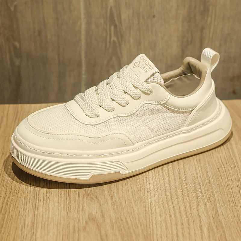Ultralette, åndbare mesh-sneakers til mænd 2025 – moderigtige fritidssko med tyk sål, behagelige snøresko til daglig gang