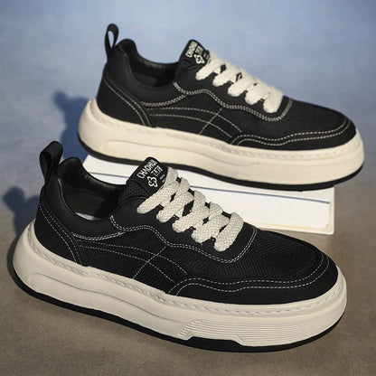 Ultralette, åndbare mesh-sneakers til mænd 2025 – moderigtige fritidssko med tyk sål, behagelige snøresko til daglig gang