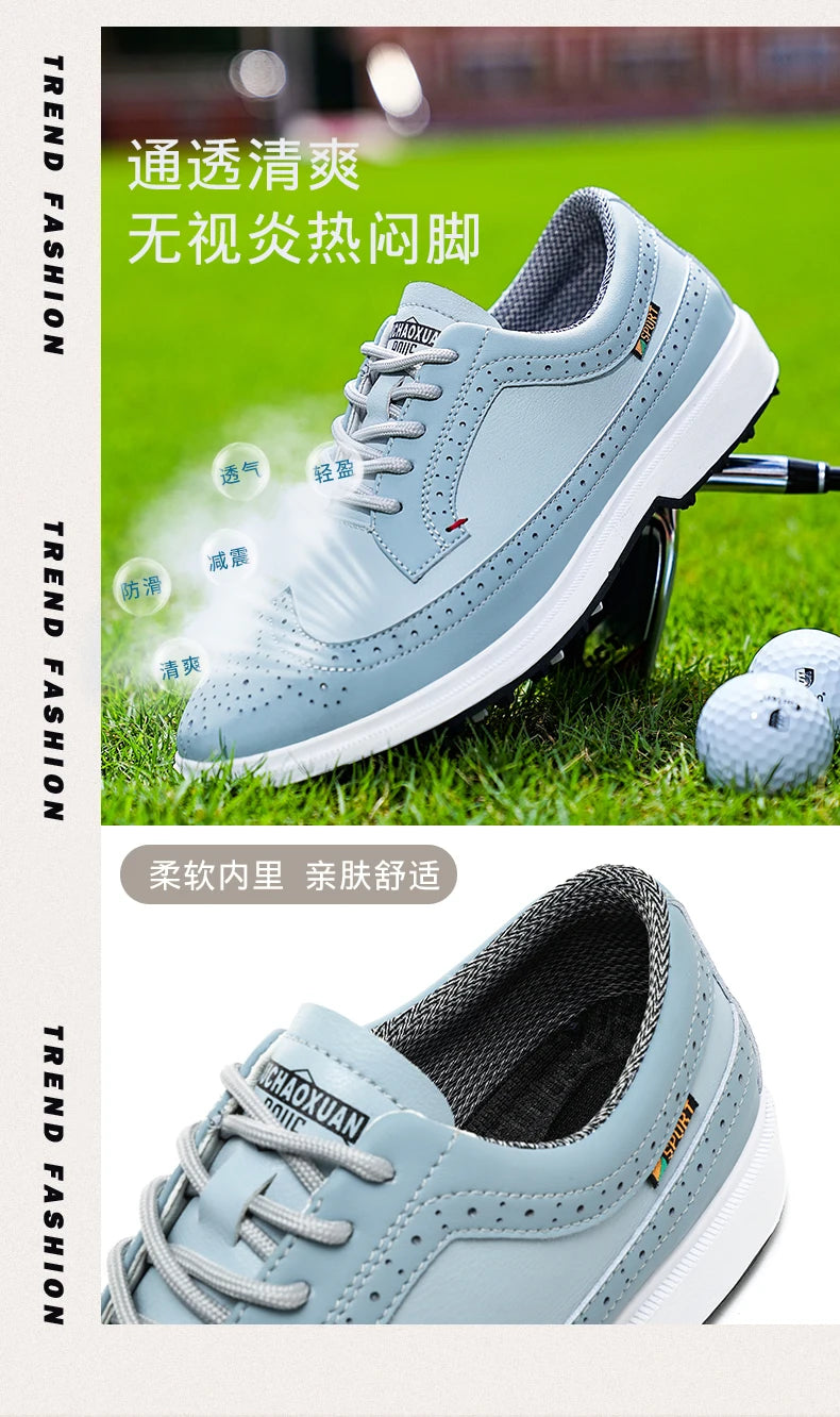 Professional Golf Shoes Men High-Quality Leather Breathable Sports Shoes Golf Competition Training Shoes Plus Size Shoes 39-47#