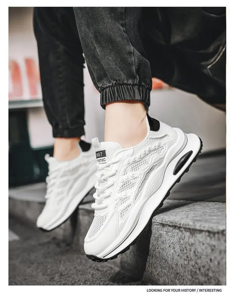 Men's Summer 2025 New Soft Bottom Breathable Mesh Sports Shoes Casual Versatile White Sneakers Lightweight Comfortable Runnin...
