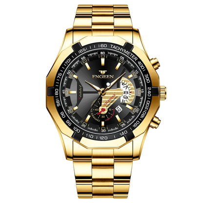 Montre-bracelet à quartz de luxe BINBOND pour homme, lumineuse, étanche, date automatique, en acier inoxydable