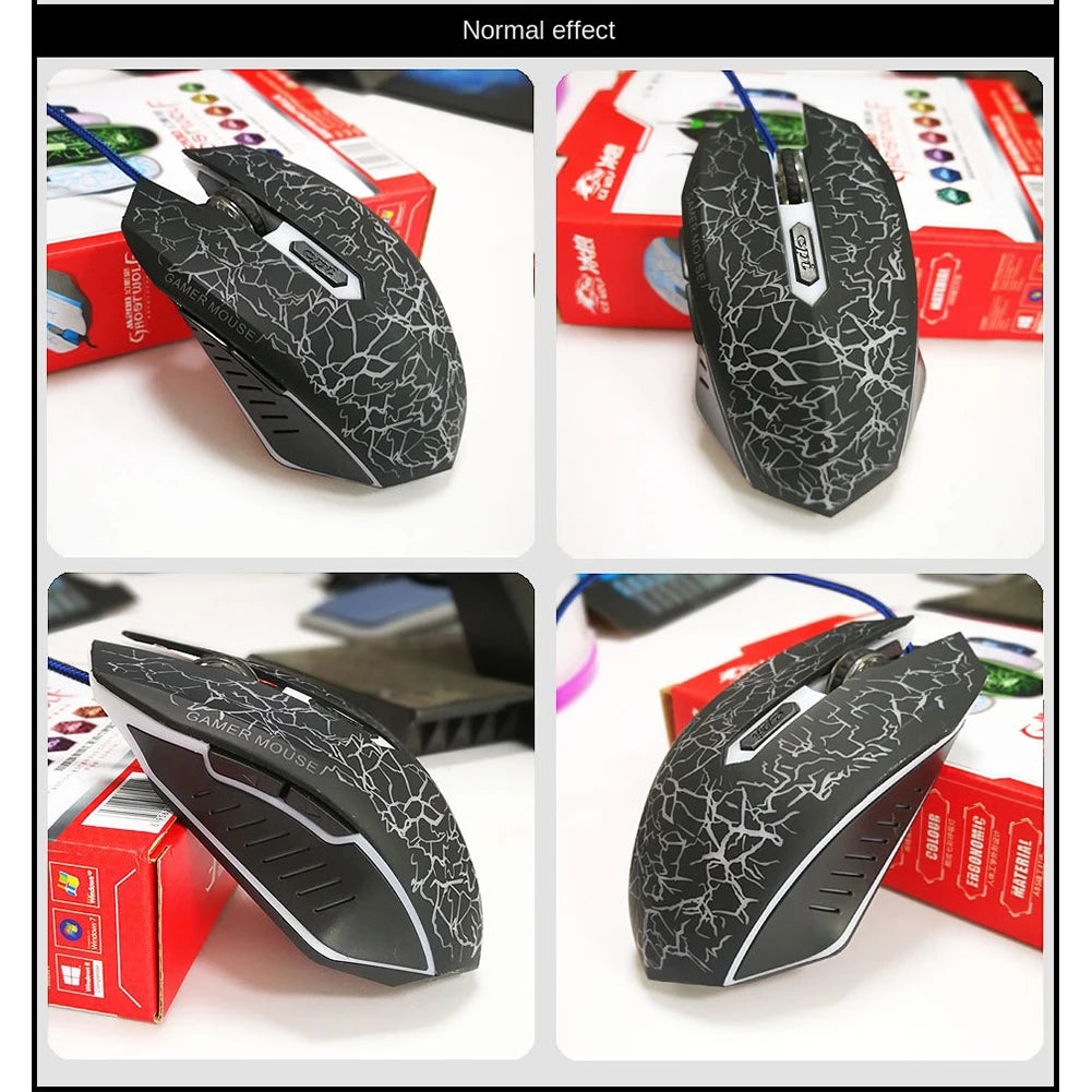 2400 DPI laidinė USB žaidimų pelė su RGB LED apšvietimu, ergonomiška kompiuterio pelė, skirta asmeniniams kompiuteriams, nešiojamiesiems kompiuteriams ir „MacBook“, profesionali 6 mygtukų optinė žaidimų pelė