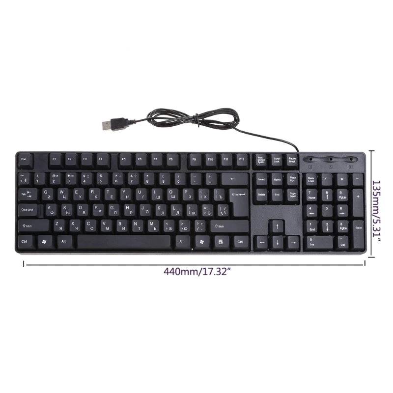 Teclado ergonómico USB para PC, teclado russo / teclado inglês, DropShipping