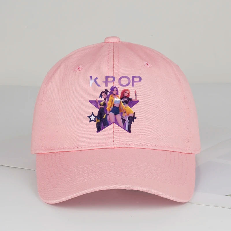 K-POP Cartoon Girl Group Star Print Soft-Peak Baseball Cap - Unisex Casual Retro Adjustable Dad Cap - Y2K Sun Hat
