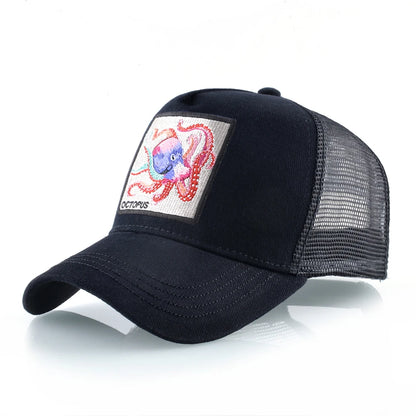Czapka baseballowa unisex z naszywką z ośmiornicą dla mężczyzn i kobiet – czapka typu snapback na cztery pory roku, czapka typu trucker, czapka sportowa na świeżym powietrzu, oddychająca, codzienna