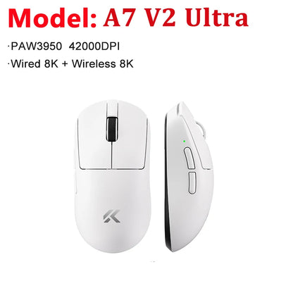 MCHOSE A7 V2 Ultra / Pro könnyű vezeték nélküli gamer egér, dupla 8000Hz, PAW3950 TI, 42000DPI – PC-s e-sport játékosoknak