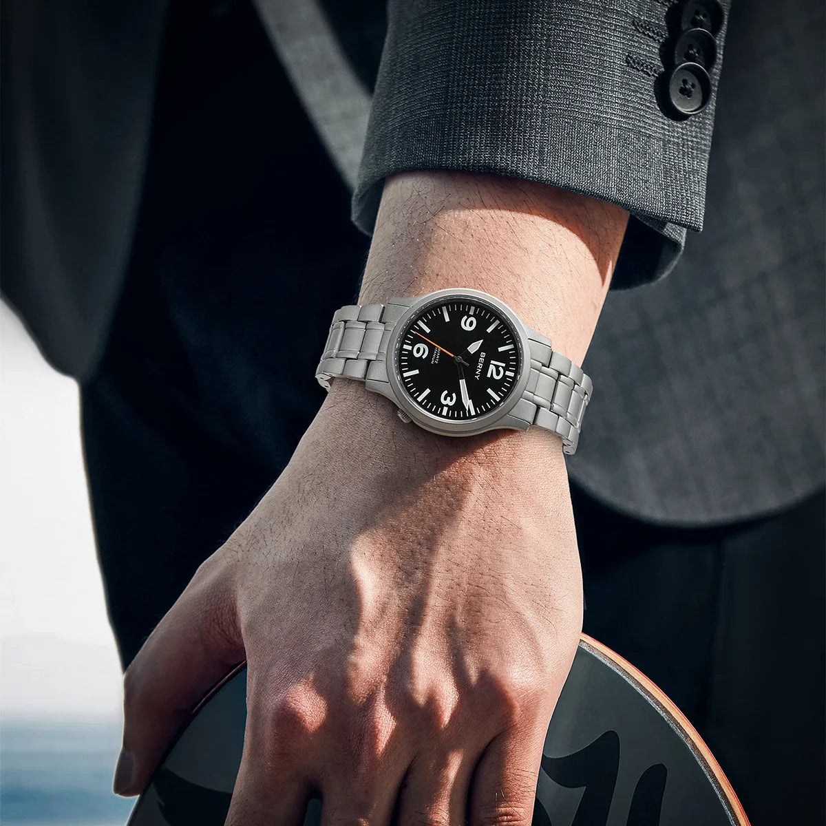 BERNY Full Titanium Men Watch Super Luminous Sports Quartz Watches Lightweight and Comfortable 5ATM Easy Read Wristwatch
