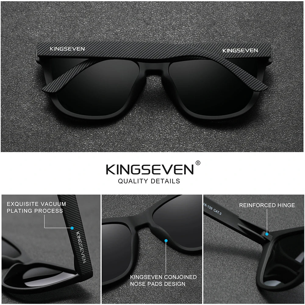 KINGSEVEN Brand Casual Driving Glasses Square Frame Men's Sunglasses Polarized Outdoor Travel Eyewear