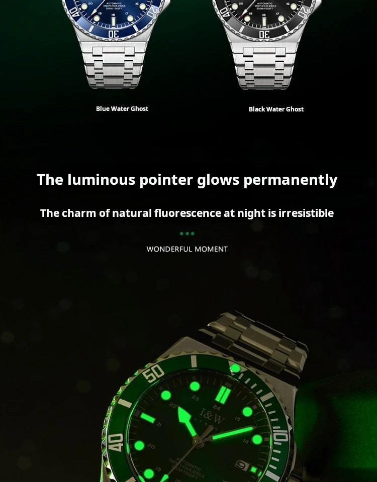 IW Luxury Brand Automatic Mechanical Sports Diving Watch Red Blue Bezel Steel Sapphire Luxury Men's Watches 300M Waterproof