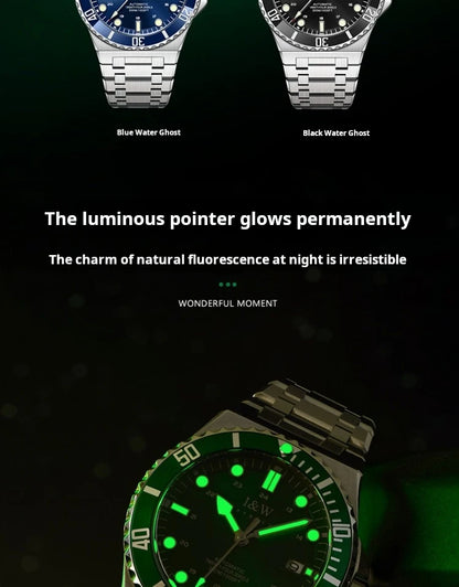 IW Luxury Brand Automatic Mechanical Sports Diving Watch Red Blue Bezel Steel Sapphire Luxury Men's Watches 300M Waterproof
