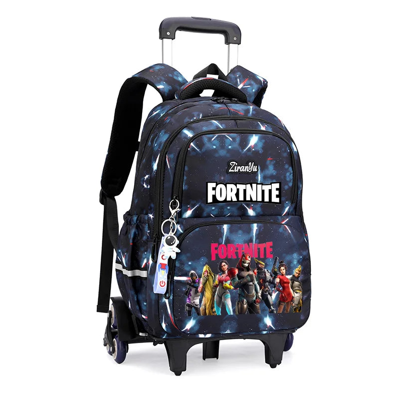 Чанта с колелца Fortnite за лесно изкачване на стълби, аниме, водоустойчива раница на колелца с голям капацитет за ученици, ежедневна пътна чанта