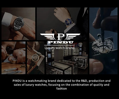PINDU Design 2025 NEW Men Watch Diamond TourbillionTop Brand Luxury Astronomia Quartz Watch Men sapphire glass waterproof Watch