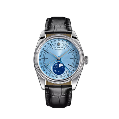 Sugess 40mm Watch of Men Moonphase Automatic ST2108 Movement Sapphire Crystal Mechanical Wristwatches Waterproof Date 2024 New