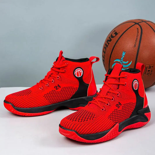 Large Size High-Top Sports Shoes Men's Casual Breathable Comfortable Thick-Soled Basketball and Running Shoes