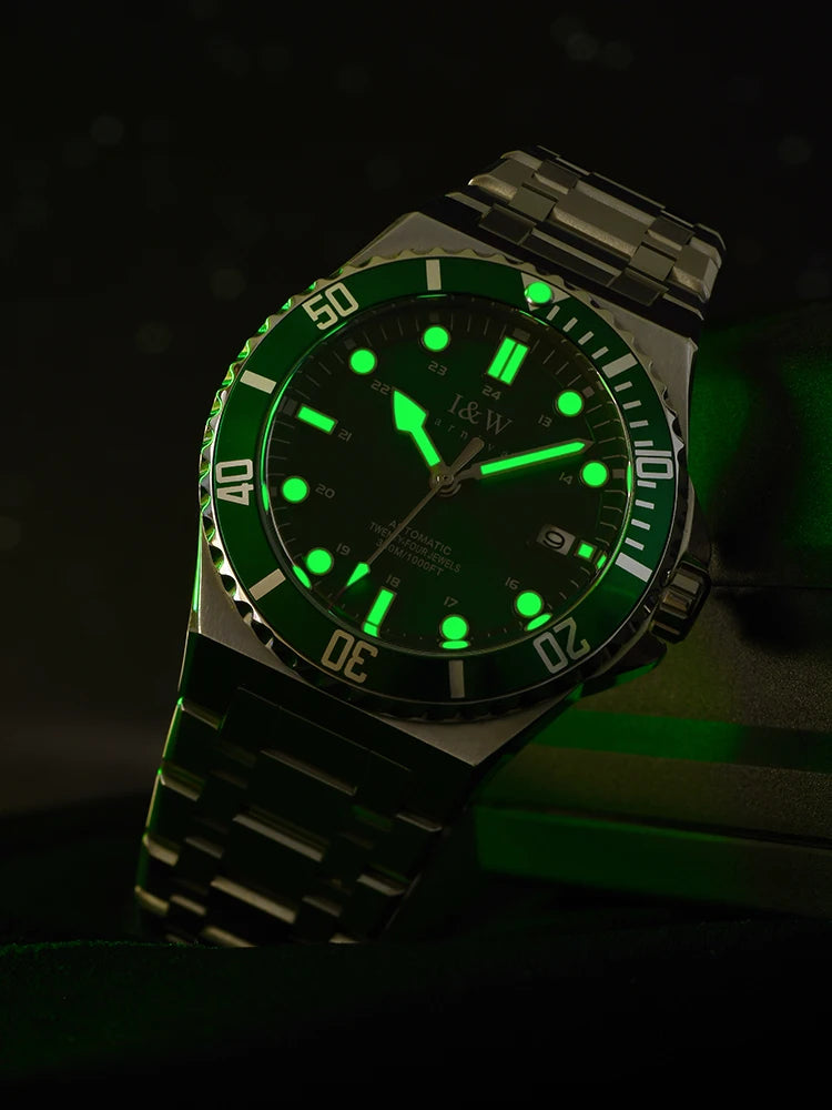 IW Luxury Brand Automatic Mechanical Sports Diving Watch Red Blue Bezel Steel Sapphire Luxury Men's Watches 300M Waterproof