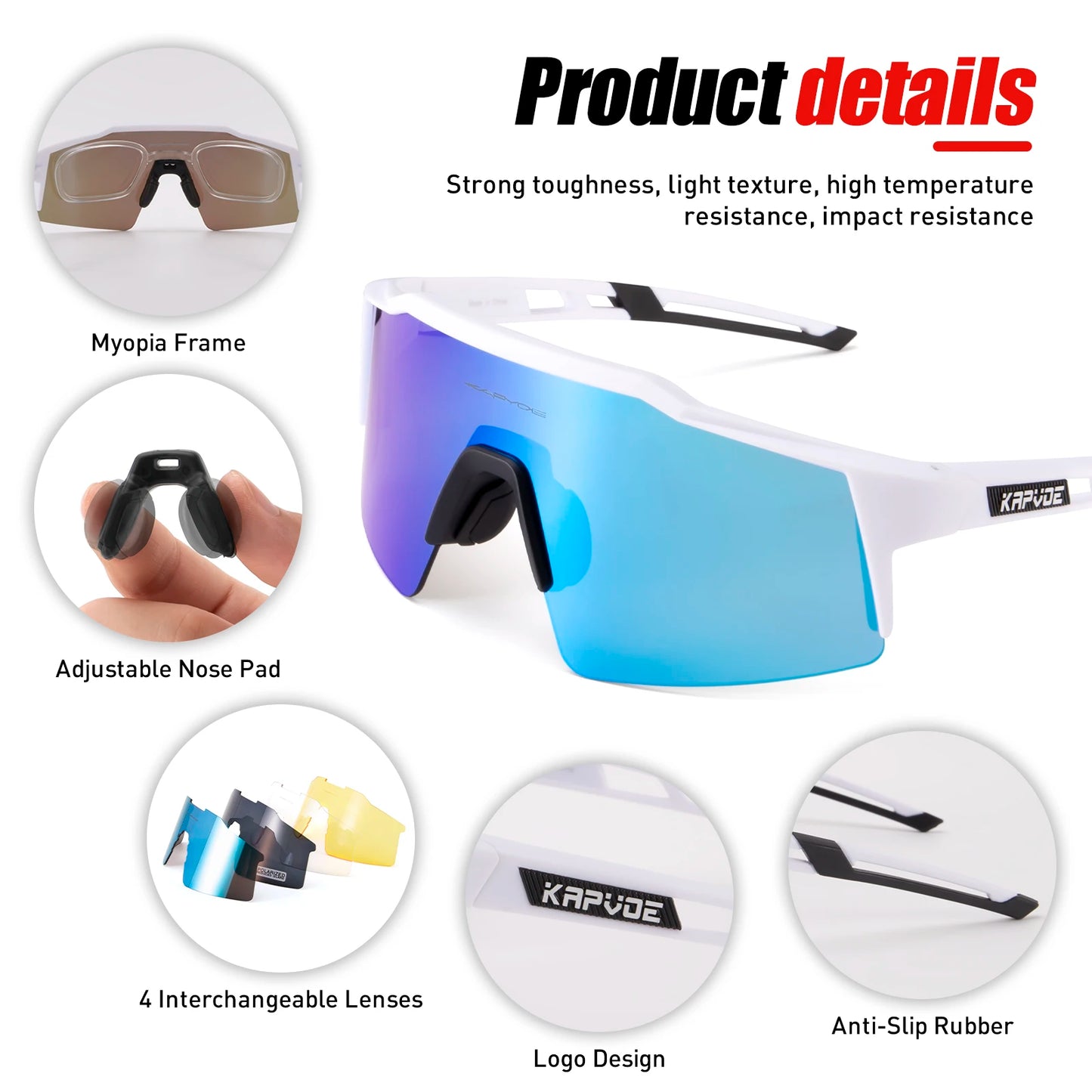 Kapvoe  Bicycle Cycling Sunglasses Polarized Cycling Glasses Bike MTB UV400 Mountain Men/Women Eyewear Outdoor Sport Goggles