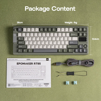 EPOMAKER RT85 75% ANSI US Layout Creamy Gasket Wired/BT/2.4Ghz Wireless Mechanical Keyboard with Joystick & DIY Screen 8000mAh