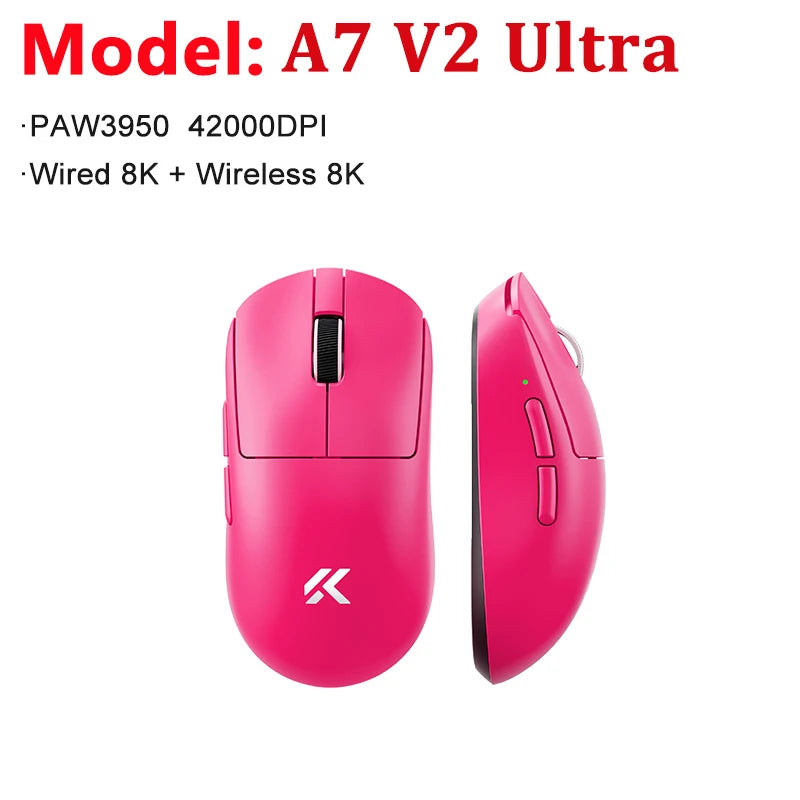 MCHOSE A7 V2 Ultra / Pro könnyű vezeték nélküli gamer egér, dupla 8000Hz, PAW3950 TI, 42000DPI – PC-s e-sport játékosoknak