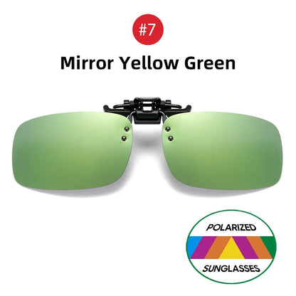 Classic Square Flip Up Clip On Sunglasses Men Polarized Night Vision Driving UV400 Women Photochromic Sun Glasses Clips