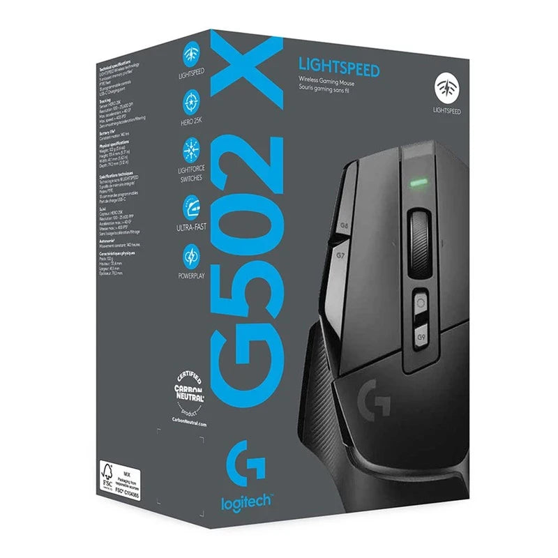 Logitech G502 X LIGHTSPEED Wireless Gaming Mouse with HERO 25K Sensor, LIGHTFORCE Hybrid Switches, 25,600 DPI, 13 Programmable Buttons