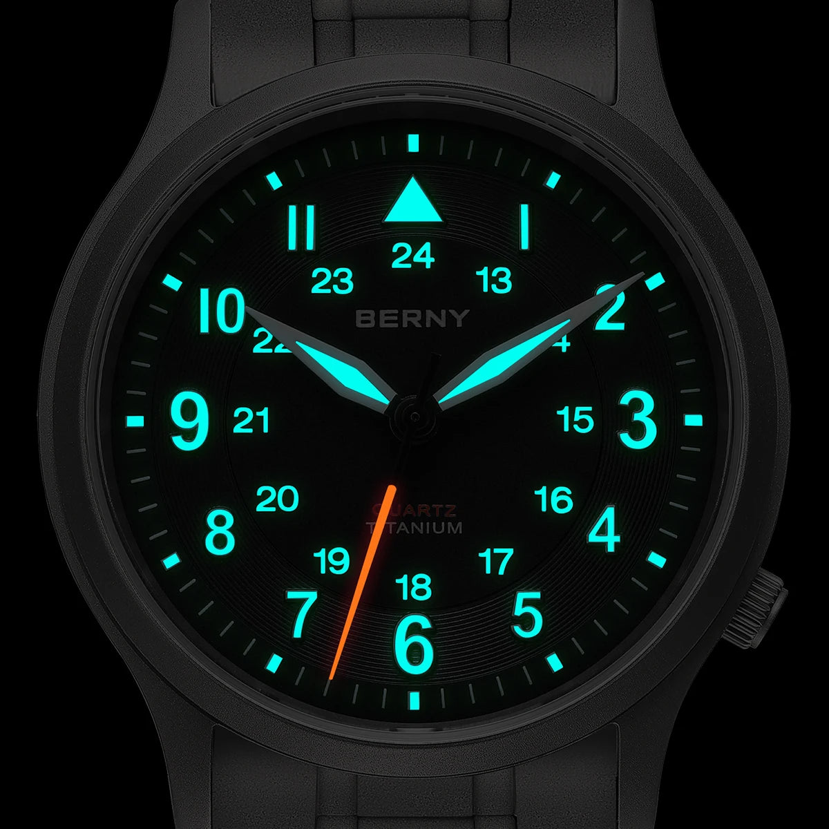 BERNY Full Titanium Watches for Men Outdoor Quartz Men's Field Wristwatch VH31 Super Luminous Sapphire Easy Read Watch