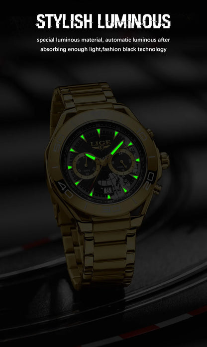 LIGE Top Brand Luxury Mens Watches Casual Business Watch Men Fashion Waterproof Military Men's Quartz Wristwatch Montre Homme