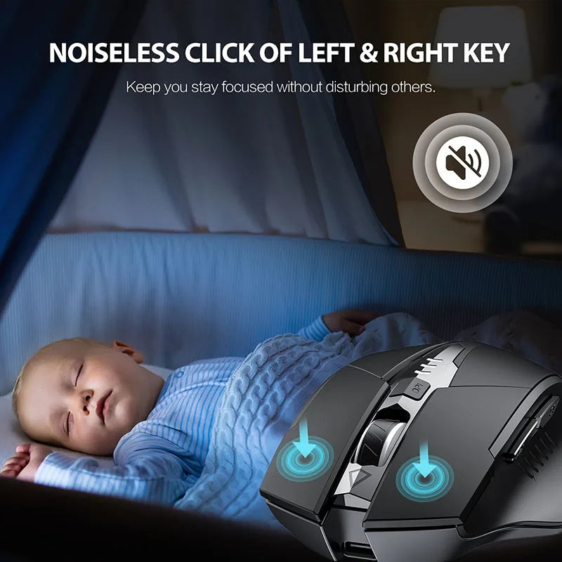 INPHIC F1 2.4G Wireless Mouse, Ergonomic Rechargeable Wireless Mouse with Power Display, Silent 2400 DPI USB Wireless Mouse for Laptop, Desktop & Office