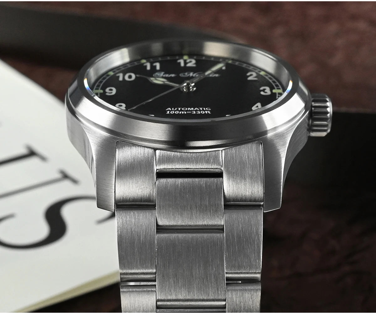 San Martin Simple Men Watch 37mm Pilot Miyota 8215 Classic Military Explore Automatic Mechanical Watches Waterproof 100m