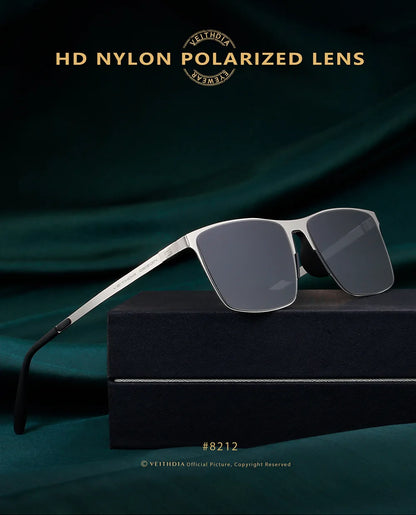VEITHDIA Brand Fashion Sunglasses Stainless Steel High-definition Nylon Lens Polarized UV400 Eyeglasses For Men Women,  8212