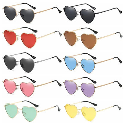 Heart-Shaped Sunglasses Heart Sun Glasses Shades Vintage 90s Glasses UV400 Protection Metal Frame Sunglasses Fancy Accessories