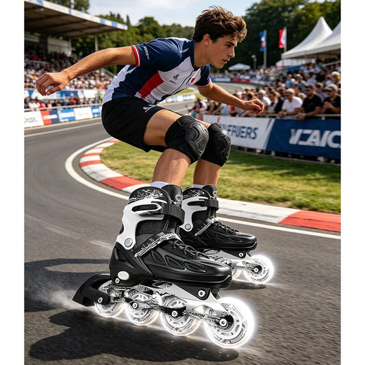 Inline Skates Boy Black Adjustable Size Pink Girl Children Sports Rollerblades High Speed New LED Light-Up Professional