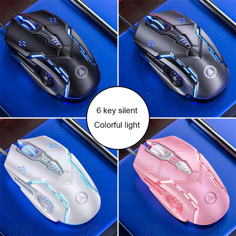 G5 žični gaming miš sa šarenim pozadinskim osvjetljenjem, 6 tipki, tihi miš, 4 brzine, 3200 DPI, RGB gaming miš za računalo i prijenosno računalo