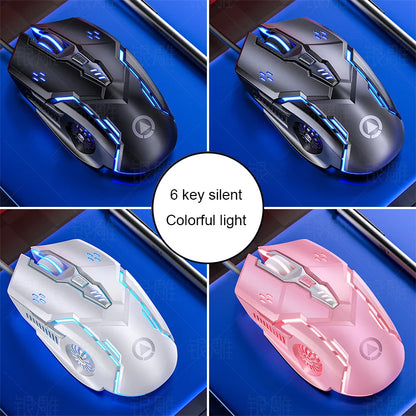 G5 žični gaming miš sa šarenim pozadinskim osvjetljenjem, 6 tipki, tihi miš, 4 brzine, 3200 DPI, RGB gaming miš za računalo i prijenosno računalo