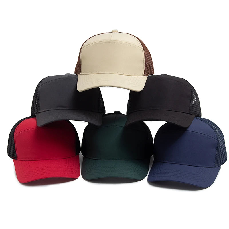 Letnia czapka baseballowa z 7 panelami, modne czapki hip-hopowe z siateczką, męskie czapki typu trucker, czapki z daszkiem, czapki typu hardtop, czapki typu snapback, damskie, unisex, fajne, nowa marka