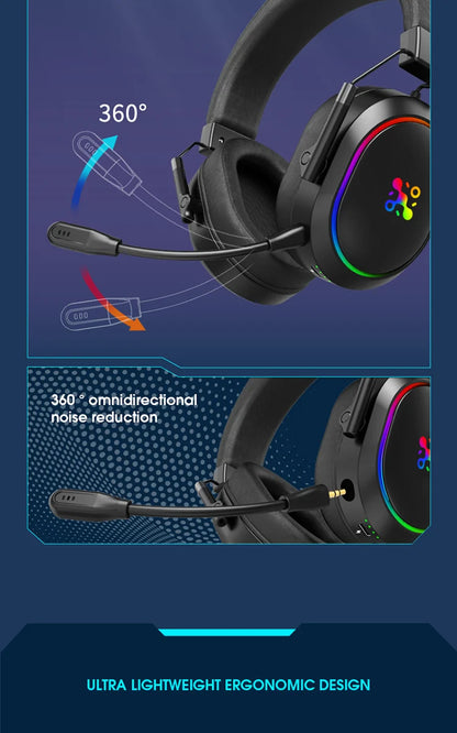 Auricular Gaming Sem Fios LDON PS5 PS4 Bluetooth 2.4GHz Som Surround 3D Microfone com Cancelamento de Ruído Baixa Latência