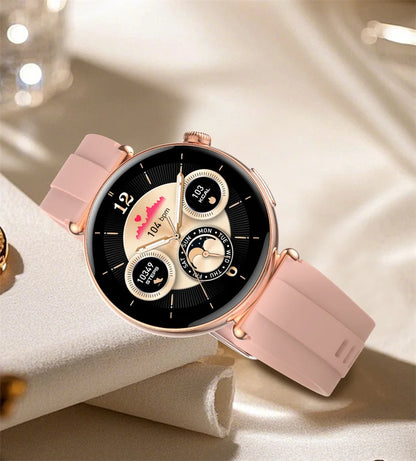 New 1.32inch Smart Watch For Women Health ECG Health Lady Watches Full Touch Screen Call Custom Dial Diamond Strap Smartwatch