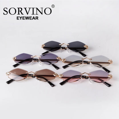 SORVINO 2024 Women Luxury Brand Designer Sunglasses New Polygonal Small Rimless Rhombus Sun Glasses Female Retro Eyewear