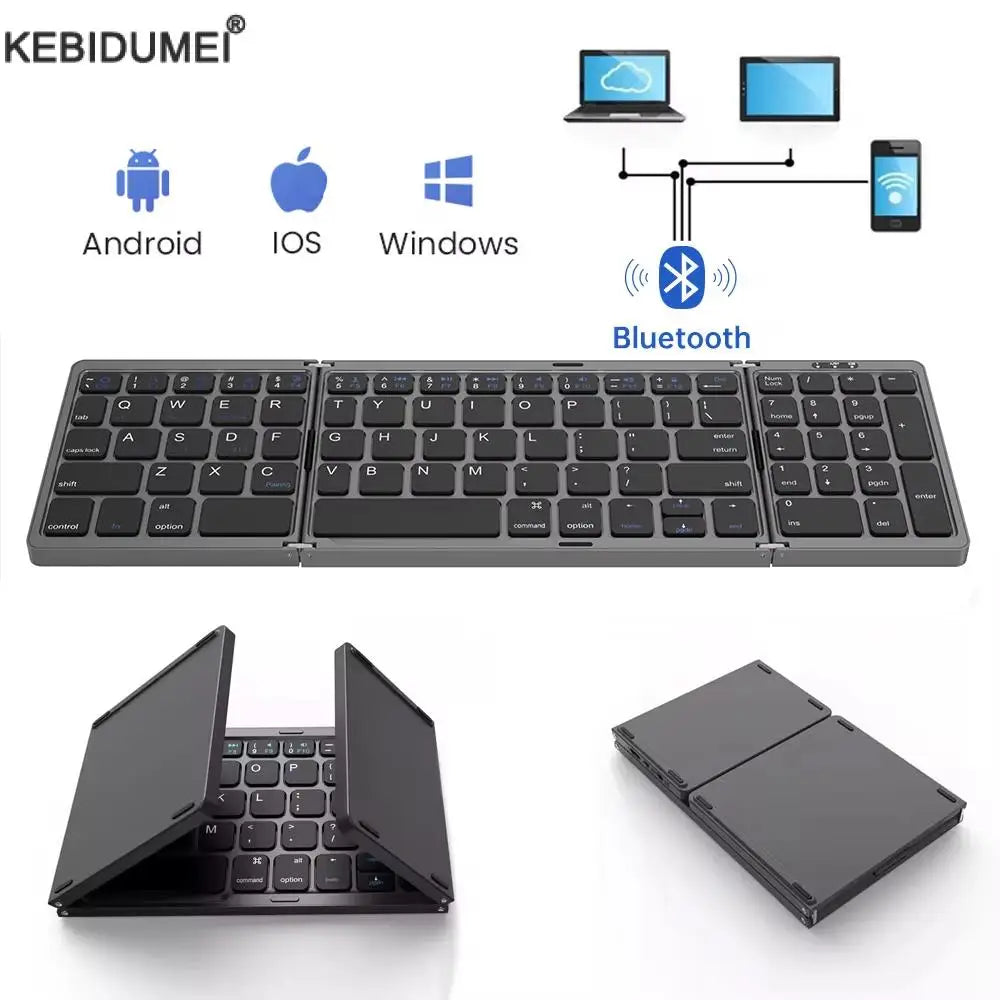 Teclado Bluetooth sem fios dobrável e recarregável para iPad, telemóvel, tablet, notebook e escritório — mini teclado sem fios