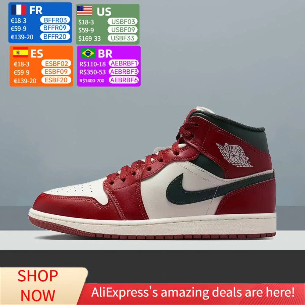 Basketbalové boty Nike Air Jordan 1 Mid Unisex – klasické ikonické basketbalové tenisky, pohodlné a univerzální DQ8426-105