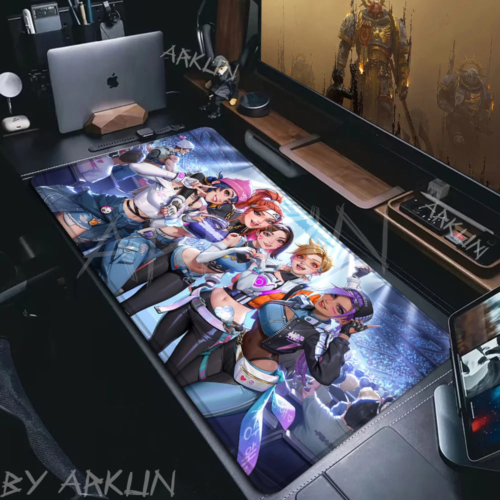Módní velká FPS 900x400 anime herní podložka s dívkou ve stylu Overwatch pro notebook a kancelář, měkká gumová podložka na stůl, herní podložka pod myš XXL