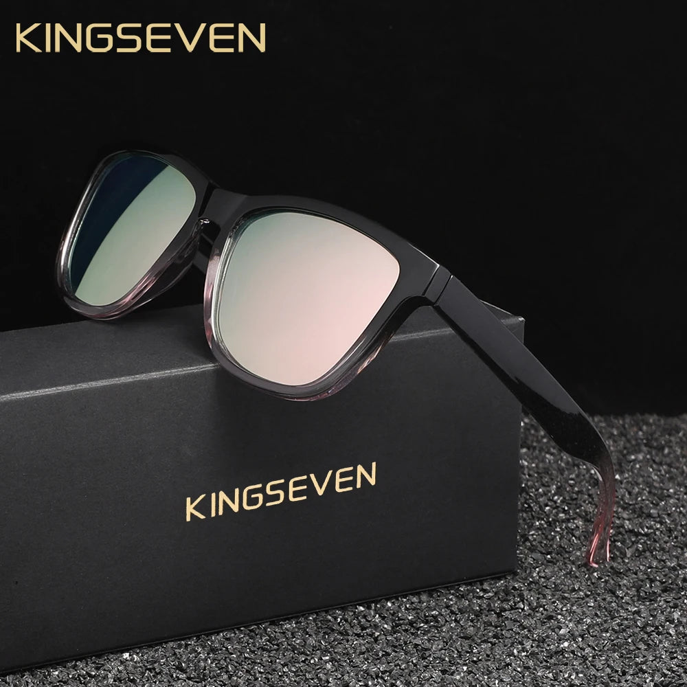 KNGSEVEN Trendy Round Sunglasses Men Women Causal Polarized Anti-UV400 Glasses Outdoor Causal Black Frame Driving Eyewear