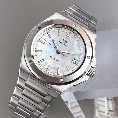 Tandorio 200M Diving 40mm Black White Shell Dial Lume NH35Automatic Men Watch Sapphire Glass Stainless Steel Bracelet 2025